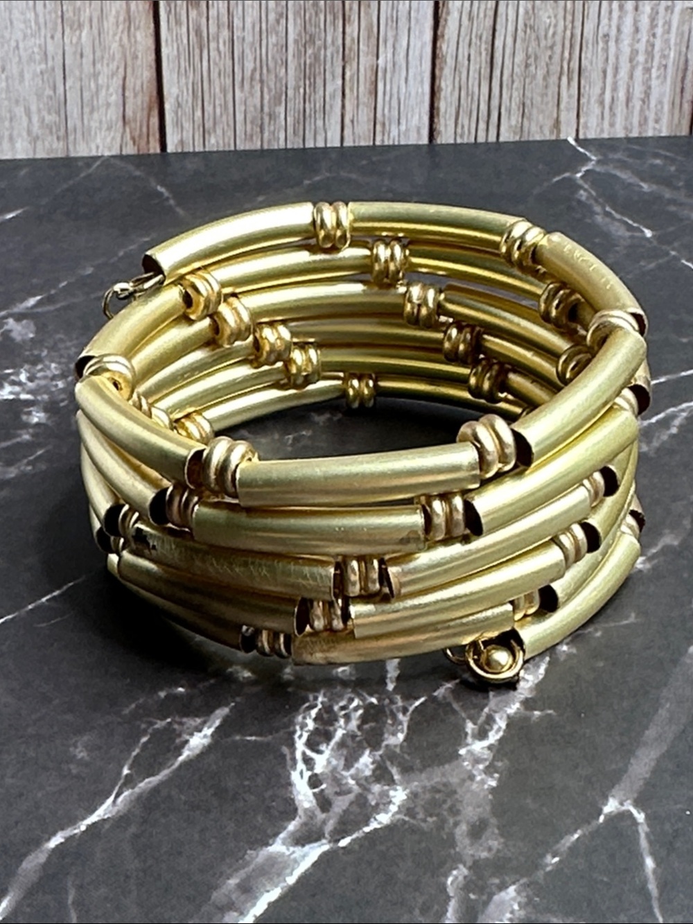 Gold-Tone Coil Bracelet - Elegant Women's Jewelry Memory Wire Perfect Gift
